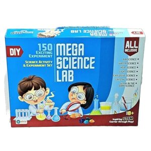 Mega Science Lab Science Kit for Boys and Girls Age 8 to 14 Yrs | 150 Experiments, Air, Water, Heat, Light, Explosive, Crystal and Glow in The Dark Science| Birthday Gift | Stem Educational Toys
