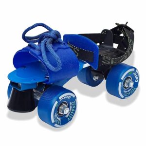 Jaspo Tenacity Adjustable Senior Roller Skates Suitable for Age Group 6 to 14 Years, Quad Skating Shoe Adjustable Length 21-27 cms, Metal Body, TPU Wheels